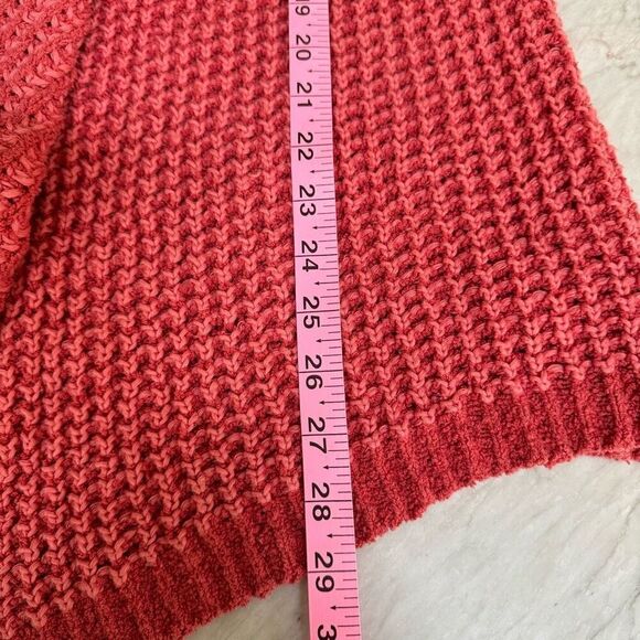 Free People silk blend I'll Be Around Coral Orange Fringe Trim Knit Cardigan XS - Picture 9 of 9